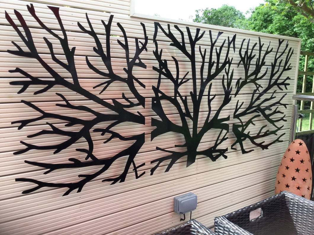 Large metal wall art 2200mmx900mm 3 piece metal tree brunch 3mm mild black Matt powder coated