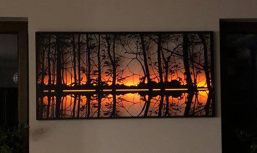 Light Wall art decor sunset view lake 3D led light remote